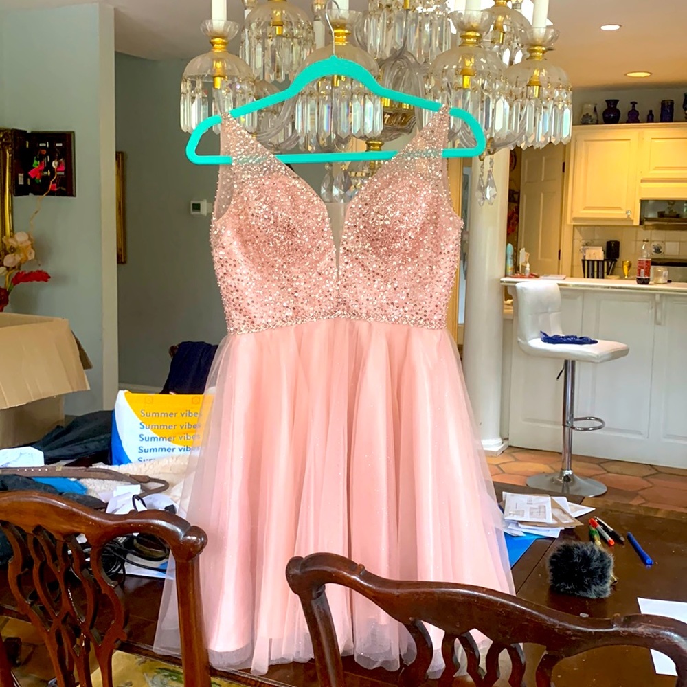 Glittery light pink homecoming dress
